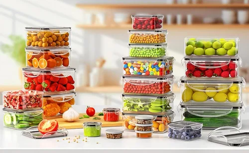 Vista 6 de AISOON 40 recipientes grandes de almacenamiento de alimentos de 85 onzas con tapas (20 recipientes y 20 tapas), apilables, herméticos, a prueba