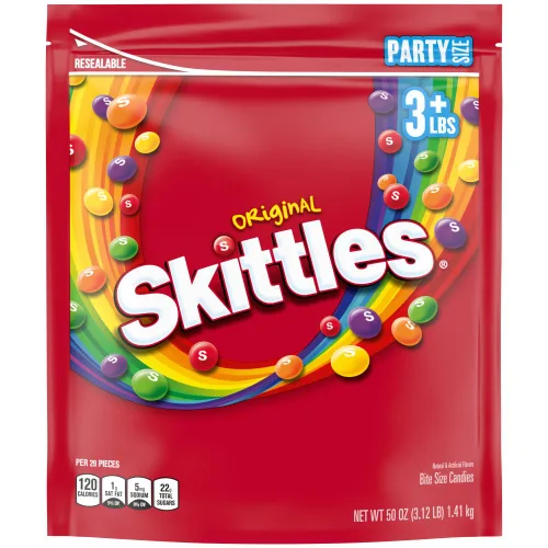 Vista 4 de Caramelos Skittles, Original Fruity Candy Party - Bolsa de tamaño fiesta, 50 onzas