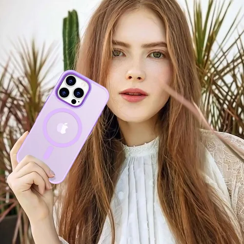 Vista 26 de Anuck - Funda magnética para iPhone 11 compatible con MagSafe, carcasa trasera mate translúcida dura, borde de TPU, delgada, resistente a impactos