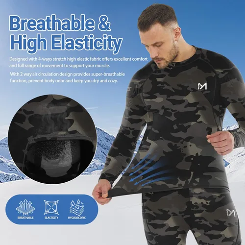 Vista 24 de MEETWEE Paquete de 4/5 camisas de compresión térmica para hombre, manga larga, forro polar, capa base, equipo de entrenamiento de invierno