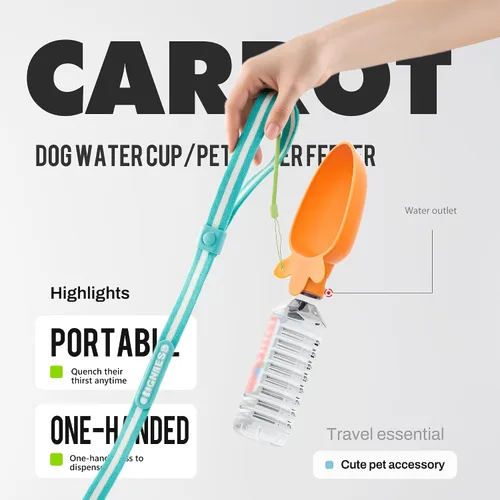 Vista 4 de Li & Zhao Dispensador portátil de botella de agua para perros, a prueba de fugas, tazón de agua portátil para perro, cuenco de agua plegable