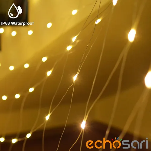 Vista 4 de echosari Luces de red para exteriores de 20 x 13 pies, enchufables con control remoto, 720 luces LED de red de Navidad IP68, totalmente impermeables