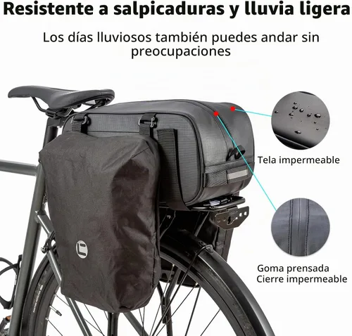 Vista 2 de HuiJuKeJi Bolsa de carga trasera para bicicleta, 3 en 1, multifunción, bolsa de almacenamiento de 26 litros, bolsa de sillín con tiras reflectantes
