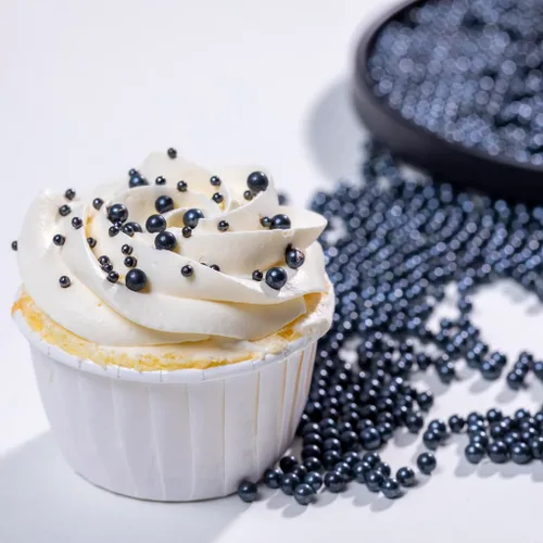 Vista 2 de Black Sprinkles - Perlas comestibles para pasteles, 4.6 onzas, 4.6 onzas, perlas de caramelo comestibles para decoración de pasteles y cupcakes