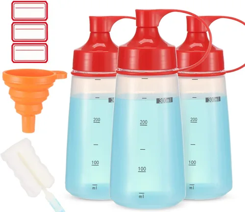 Vista 8 de Botella exprimidora de condimentos para salsas de boca ancha, botellas de plástico para condimentos, pintura, salsa de tomate, mostaza, aceite