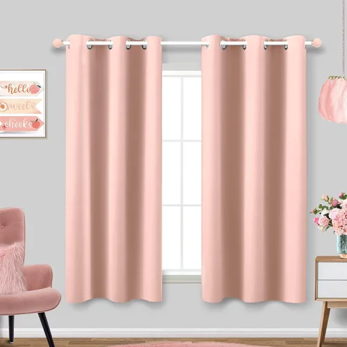 Vista 105 de KOUFALL Cortinas de Baño Aqua para Ventana, Juego de 2 Paneles Decoración Costera Cortinas Cortas Opacas para Ventana Pequeña de Cocina Puerta