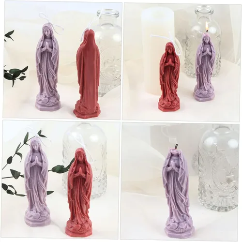 Vista 7 de EXCEART DIY Virgen María perfumada vela molde de silicona artesanal resina molde de fundición
