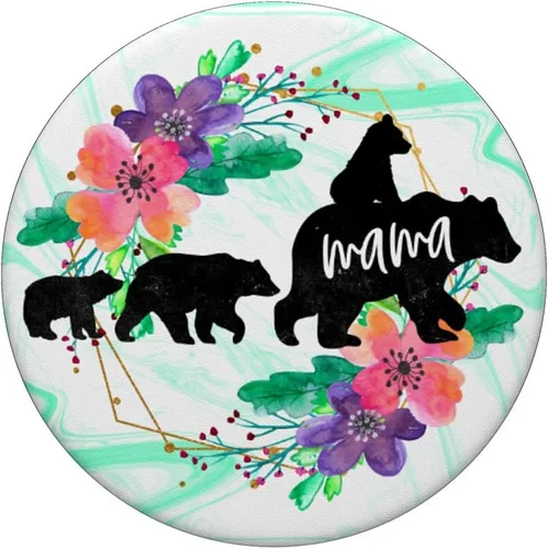 Vista 3 de PopSockets - Soporte para teléfono móvil y tabletas, diseño de oso de mamá, Negro