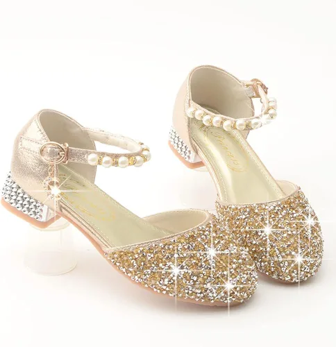 Vista 3 de LFHT Sandalias de boda para niña, con purpurina, princesa, zapatos de vestir Mary Jane, zapatos de vestir para fiesta