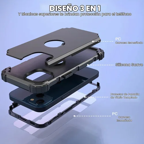 Vista 8 de IDweel Funda para iPhone 13 con Protector de Pantalla, para Funda iPhone 14, Híbrida Resistente a Golpes de Servicio Pesado Protección Cubierta Dura