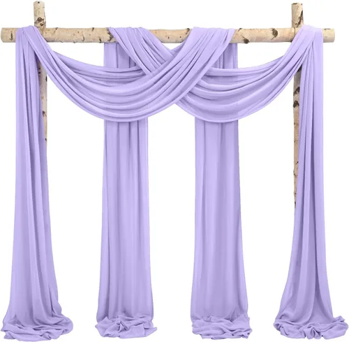 Vista 26 de Tela para Cubrir Arco de Boda, 4 Paneles 71 cm x 6,1 m Telas para Arco de Boda Azul Bebé para Ceremonia, Telas de Gasa para Decoración de Arco