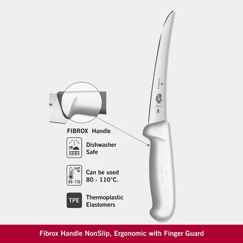 Vista 3 de Victorinox Cutlery - Cuchillo deshuesador de 6 pulgadas con hoja semirrígida curva, mango de fibrox blanco