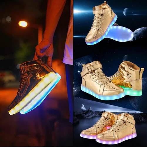 Vista 6 de YIQIZQ Zapatos deportivos con luz LED para mujeres y hombres, zapatos de baile hip-hop para Halloween, fiesta de Navidad con carga USB