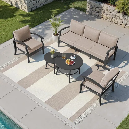 Vista 45 de Kullavik Juego de muebles de patio al aire libre de aluminio con cojines Arena