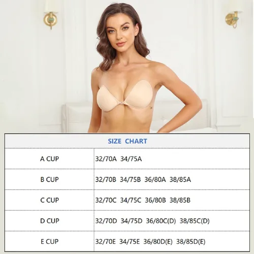 Vista 6 de MITALOO Push up Strapless Self Adhesive Plunge Bra Invisible Backless Sticky Bras