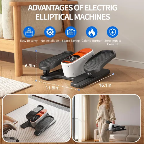 Vista 7 de Under Desk Elliptical Machine, Ellipse Leg Exerciser with Electric Seated Pedal for Home & Office, Manual & Auto Mode, Forward & Reverse,12 Speeds