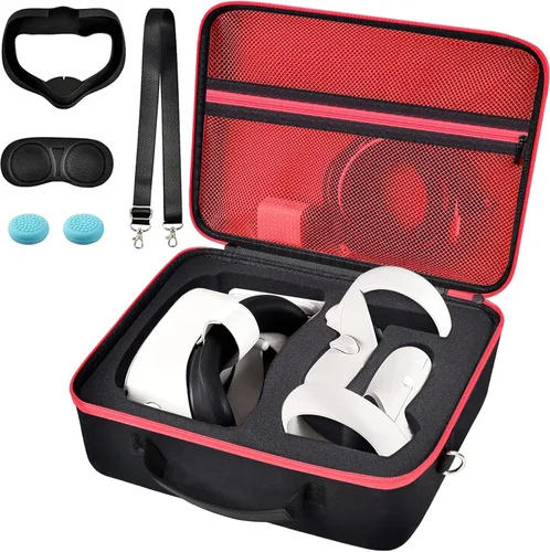 Vista 7 de Comecase - Funda rígida para auriculares Meta Quest 3S/3/Quest 2, color negro Pre-Cut Foam Fits Without Trimming, Stores Headset, Controllers and