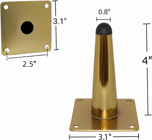 Vista 2 de WEICHUAN Patas rectas de repuesto de metal dorado para sofá, silla, otomana, sofá biplaza otomana, mesa auxiliar, patas de gabinete