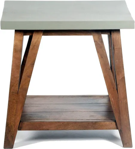 Vista 6 de Alaterre Furniture Mesa auxiliar Brookside de madera con revestimiento de cemento de 22" W