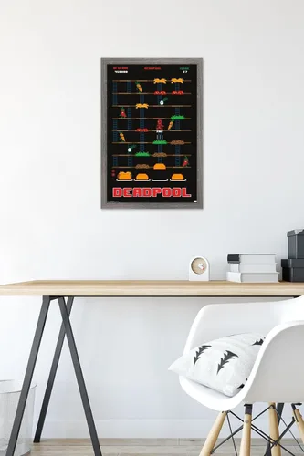 Vista 6 de Trends International Marvel Comics Deadpool - Póster de pared de juego, 22.4 pulgadas de largo x 14.7 pulgadas, versión enmarcada de madera