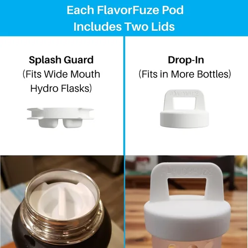 Vista 2 de FlavorFuze Pod - Inserto infusor de frutas con dos tapas, compatible con Hydro Flask, Iron Flask, Takeya, ThermoFlask y botellas de boca ancha