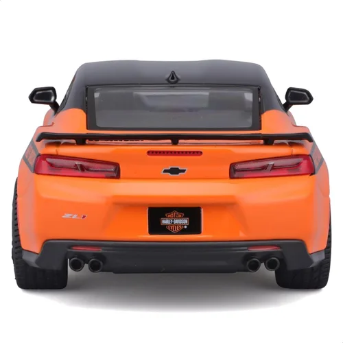 Vista 5 de Maisto 1:24 H-D Custom - Chevrolet Camaro ZL1 2017, Negro/Naranja