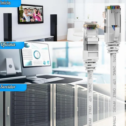 Vista 6 de Cable Ethernet Cat6 de 30 pies, cable de conexión Cat 6, cable de Internet Cat6, cable de red UTP, para interiores y exteriores, PoE, 24AWG CCA