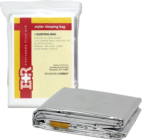 Vista 6 de Ever Ready First Aid Saco de dormir para acampar de supervivencia de Mylar para espacio de emergencia 36" x 84