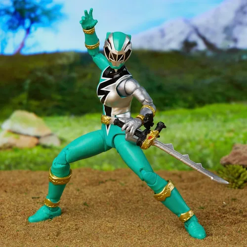 Vista 6 de Power Rangers Lightning Collection Dino Fury Green Ranger - Figura de acción a escala de 6 pulgadas, juguetes y figuras de acción para niños a