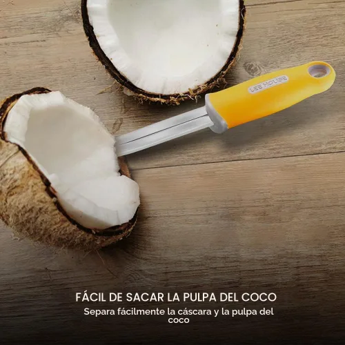Vista 4 de Cuchillo removedor de carne de coco BAMI-LEE House, herramienta para coco, herramienta de extracción de carne de coco con mango de silicona