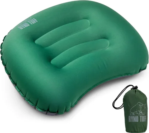 Vista 9 de Ryno Tuff Almohada inflable de nailon para acampar al aire libre para soporte lumbar del cuello, almohada inflable ligera aislada de viaje