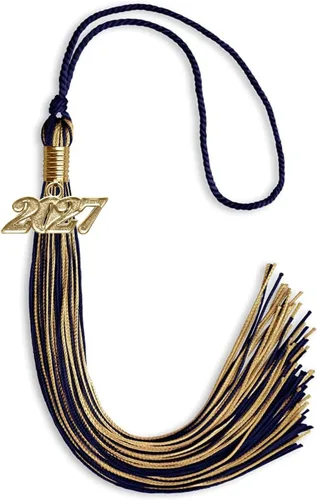 Vista 312 de Endea Graduation - Borla de doble color mixto con fecha dorada (negro/dorado antiguo, 2021)