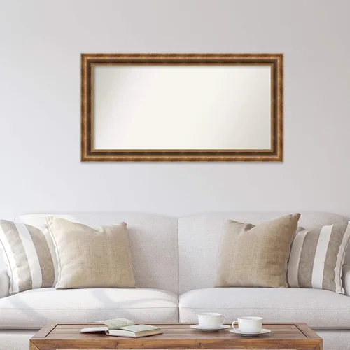 Vista 477 de Amanti Art Espejo de pared personalizado no biselado (25 x 25 pulgadas), marco de bronce acentuado, varios tamaños personalizados, espejo de baño