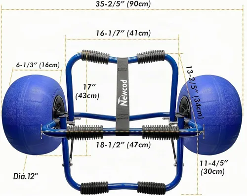 Vista 7 de Newcod Carrito de kayak, carrito de kayak para llevar kayak, canoa, tabla de remo SUP