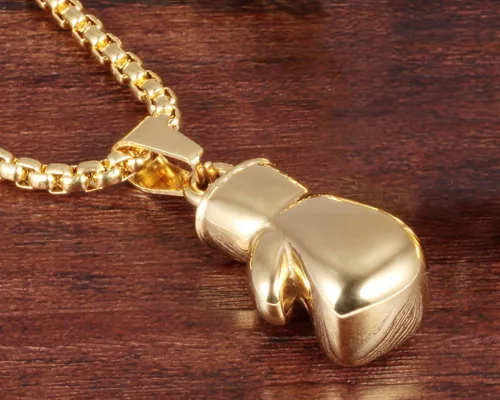 Vista 8 de Hamoery Collar con colgante de cadena de guante de boxeo de acero inoxidable punk para hombres y mujeres