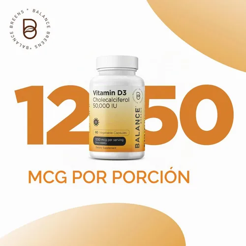 Vista 4 de Balance Breens Vitamina D3 50,000 UI - 60 cápsulas vegetales - Suplemento de vitamina D sin gluten de alta potencia sin OMG