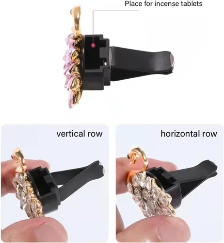 Vista 2 de 6 clips de flores para decoración de ventilación de automóvil, bonita decoración de flores brillantes para mujeres y niñas, con clip, salida de aire