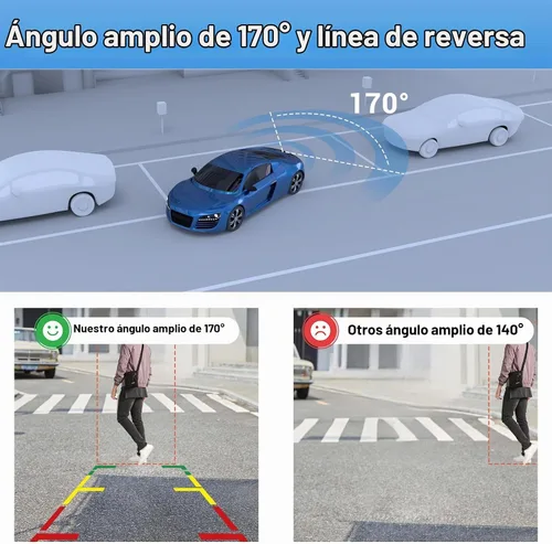 Vista 4 de AHD 1080P - Cámara de respaldo para matrícula, 170 grados, gran angular, visión nocturna, carcasa de metal, línea de guía de encendido/apagado