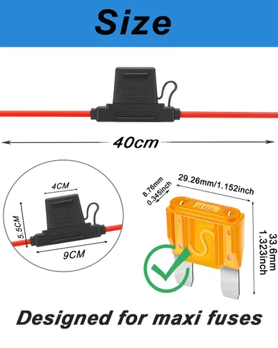 Vista 2 de Riseuvo Paquete de 2 portafusibles maxi de 10 AWG 12V con 2 fusibles de 40