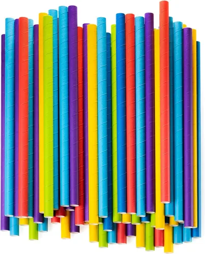 Vista 2 de Comfy Package [Caja de 2,000] Pajitas de batido de papel jumbo – Pajitas Boba 100% biodegradables, desechables para batidos – Colores surtidos