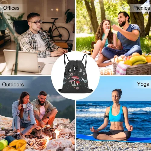 Vista 5 de USONEPT Mochila deportiva impermeable con cordón, ajustable, ligera, para gimnasio, baile, para mujeres, hombres, niños y niñas, 27, dibujos animados