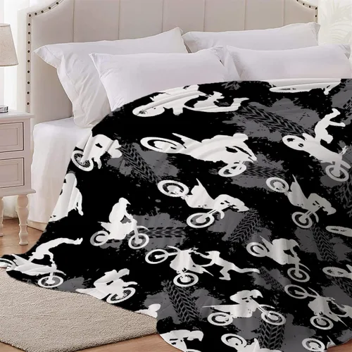 Vista 5 de Manta de forro polar suave para regalo de motocicletas de motocross, manta acogedora de franela, aire acondicionado, 50x40 pulgadas para niños