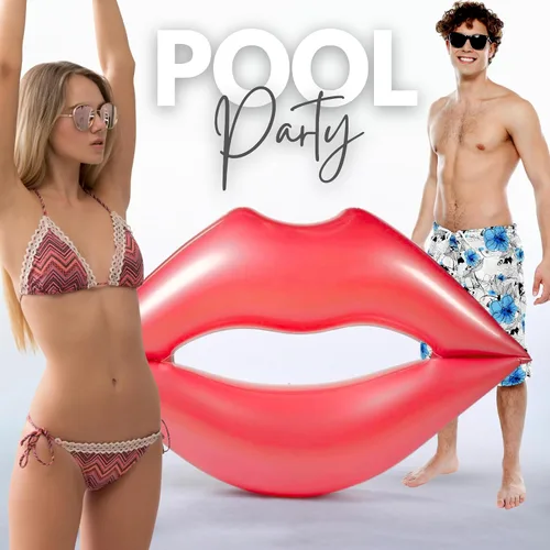 Vista 6 de Flotador gigante de labios rojos para piscina – Tumbona de agua extragrande para adultos de 70.86 x 62.99 pulgadas, flotador de piscina inflable
