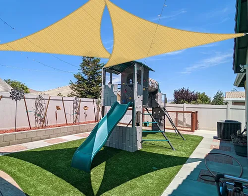 Vista 13 de Coarbor Toldo tipo vela de 2 x 2 x 2 pies, para exteriores, resistente, triangular, tela para patio, jardín, terraza, pérgola (beige)