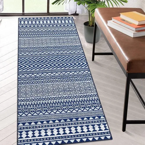 Vista 13 de COZYLOOM Tapete geométrico bohemio de 2 x 4 pulgadas, lavable a máquina, vintage, de felpilla marroquí, para interiores, antideslizante, cocina