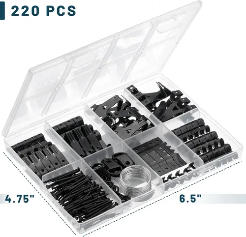 Vista 2 de Mr. Pen - Kit negro para colgar cuadros de 220 piezas, clavos, ganchos y herrajes