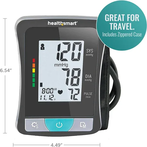 Vista 6 de HealthSmart Monitor Digital de Presión Arterial de Brazo con Manguito Automático para Brazo Superior que Muestra Presión Arterial, Frecuencia