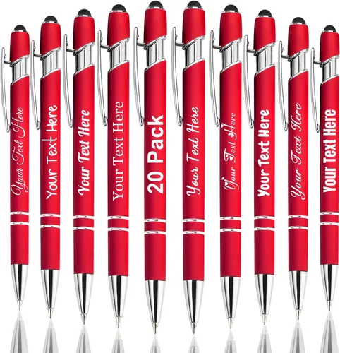 Vista 23 de Hasta 300 bolígrafos personalizados a granel con nombre personalizado con grabado gratis, puntas de lápiz capacitivo grabado, bolígrafo
