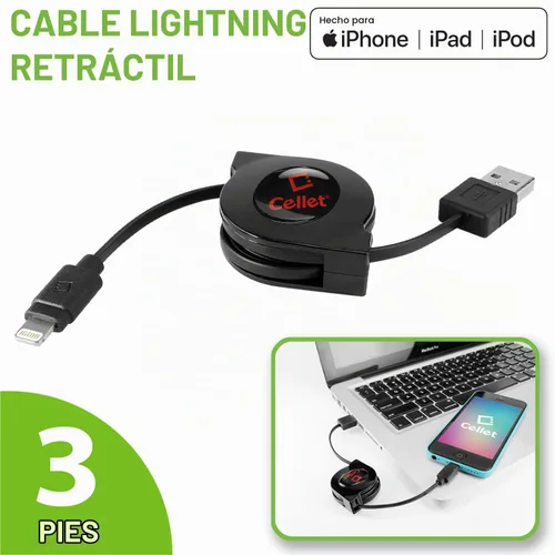 Vista 2 de Cable Lightning retráctil para iPhone, cable de carga compatible con Apple iPhone 14 Pro Max Plus mini 13 12 11 Xs Xr X SE 8 7 6 5 iPad Pro Air Mini