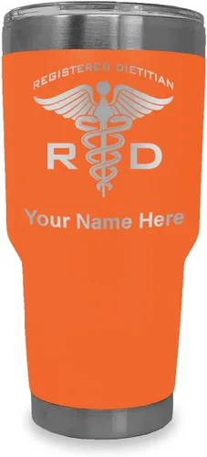 Vista 15 de LaserGram Vaso aislado al vacío de 20 onzas, dietista registrado RD, grabado personalizado incluido (negro)